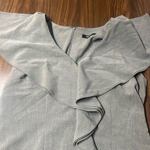 Dark grey ruffle middle part dress.